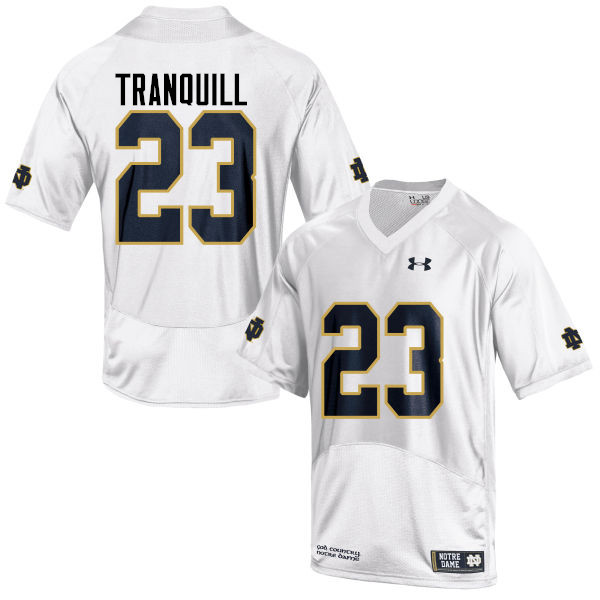 Men's NCAA Notre Dame Fighting Irish #23 Drue Tranquill Stitched College Under Armour Authentic White Football Jersey AN10K02NY